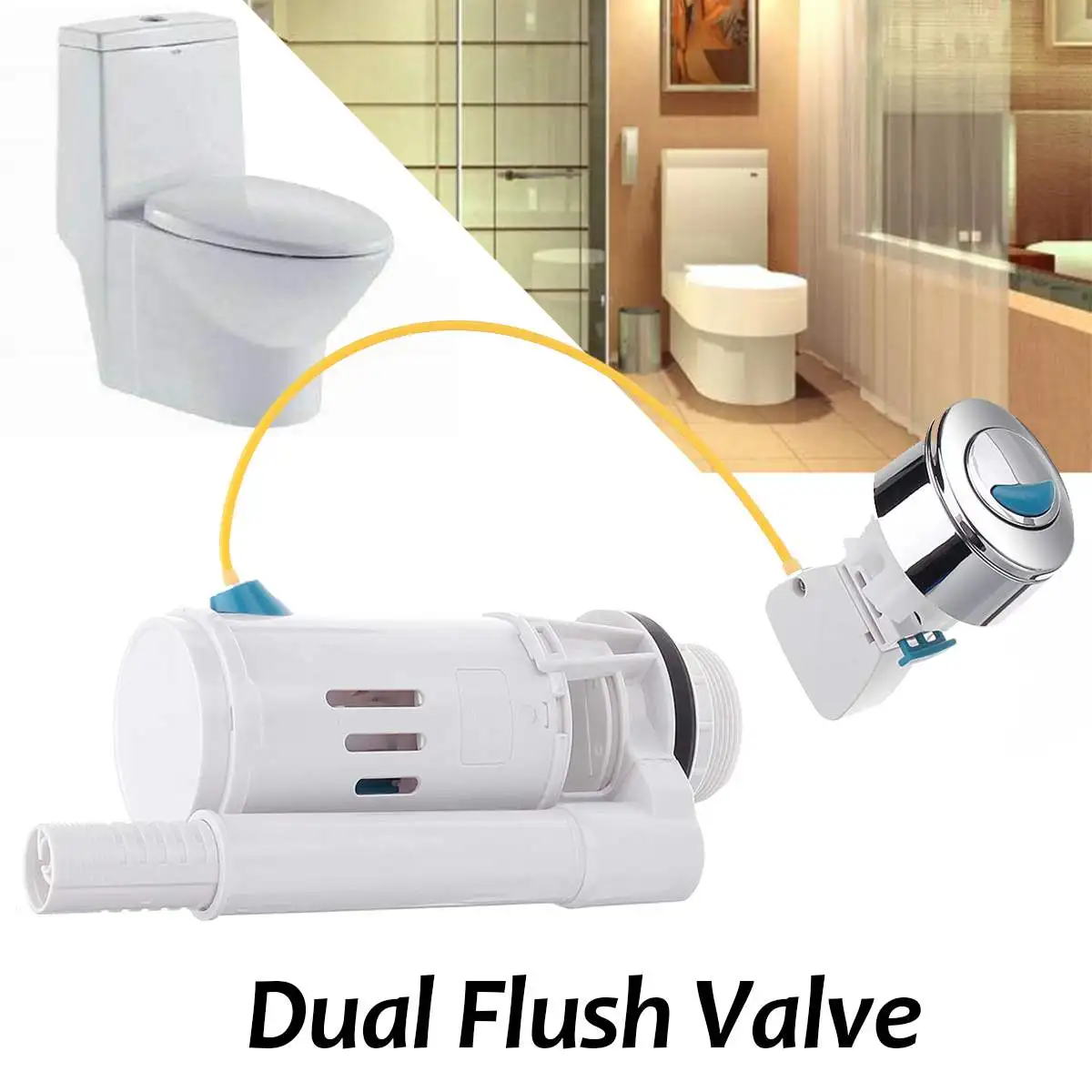 

27cm Length Cable Universal Seats Toilet Connected Tank Dual Flush Fill Drain Valve Flush Push Button Water Tank Accessories