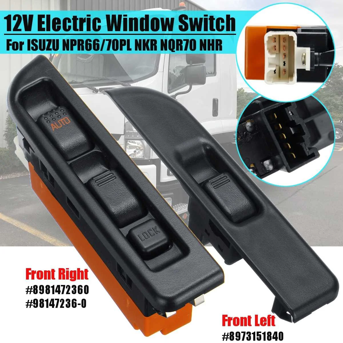 

12V Front Left/Right Electric Window Switch For ISUZU NPR66/70PL NKR NQR70 NHR RHD 8973151840 8981472360