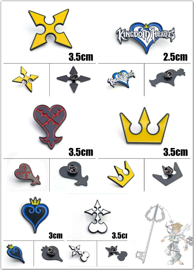 

Giancomics Otaku Game Kingdom Hearts Metal Badge Enamel Pin Brooch Chest Button Cosplay Costume Collection Badges for Backpack