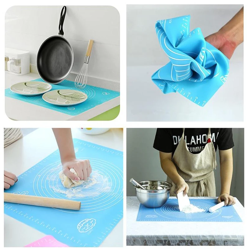 

1pc Non-Stick Bakeware Paste Flour Table Silicone Mat Rolling Dough Liner Pad Pastry Cake Sheet Kitchen Tools