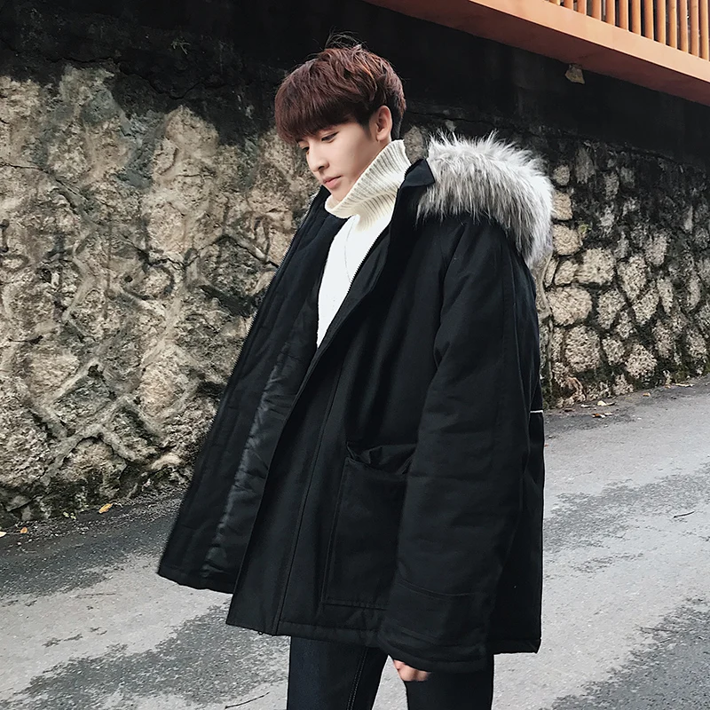 Winter Jacket Men Fashion Warm Thick Fur Collar Detachable