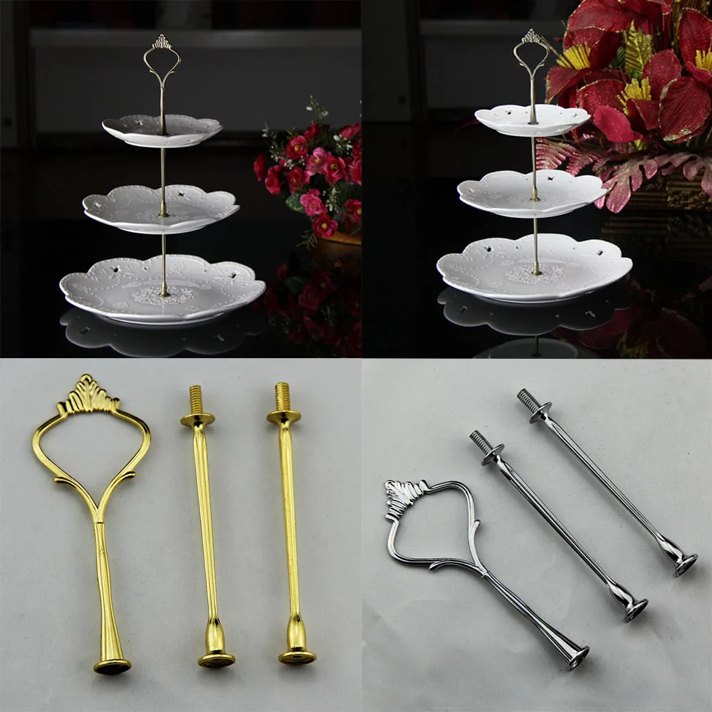3 Layer Crown Cake Plate Stand Gold Silver Wedding Party Desk Decor Cake Bread Dessert Plate Stand Cupcake Fitting Holders Only