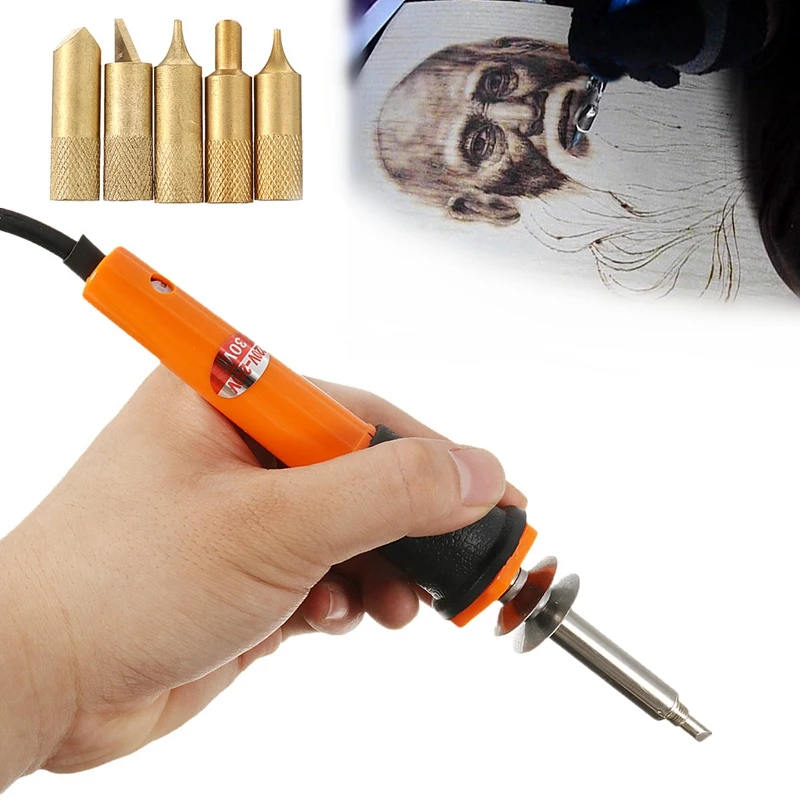 110V/220V 30W Electric Soldering Iron Pen Wood Burning Pen Set Pencil Burner With Tips And Accessories Eu Plug