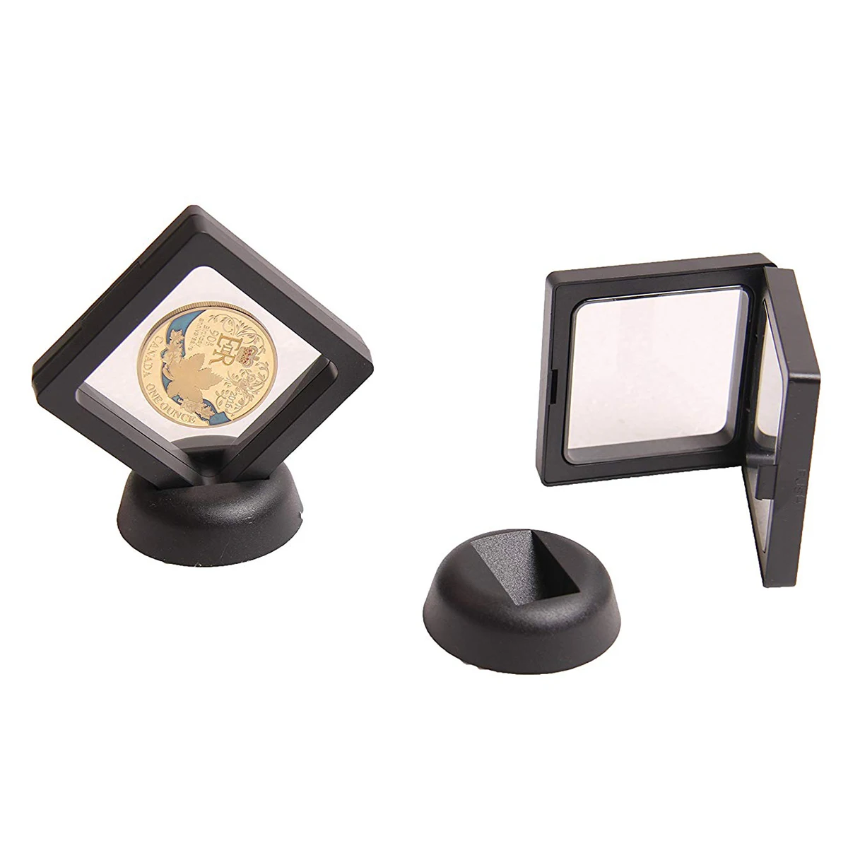  Coin Display Box - Set of 10 3D Floating Frame Display Holder with Stands for Challenge Coins AA Me