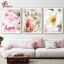 

Scandinavian Style Pink Flower Painting Wall Art Canvas Posters Nordic Prints Decorative Picture Modern Home Bedroom Decoration