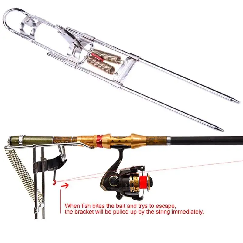 

Outdoor fishing rod bracket stainless steel automatic fishing rod bracket double trigger spring type Herramienta de pesca