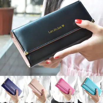 

Women Leather Bifold Wallet Clutch Card Holders Purse Lady Long Handbag