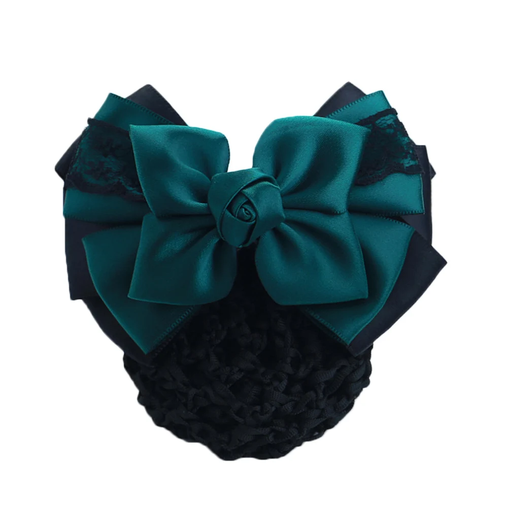 

Hair Clips Mesh Hair Rope Satin Bow Barrette Hair Clip Cover Bowknot Bun Snood Hair Accessories acessorios para cabelo