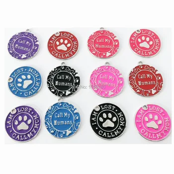 

60pcs/lot Circle Pet Dog Name Tag Custom Dog Collar Engraved Dog Tag ID Name Anti-Lost Dog Cat Tags Collar Pendant