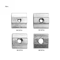 50 шт./компл. алюминиевый профиль гайки Углеродистая сталь раздвижные t-слот гайка молоток гайка аксессуары крепеж винт гайка