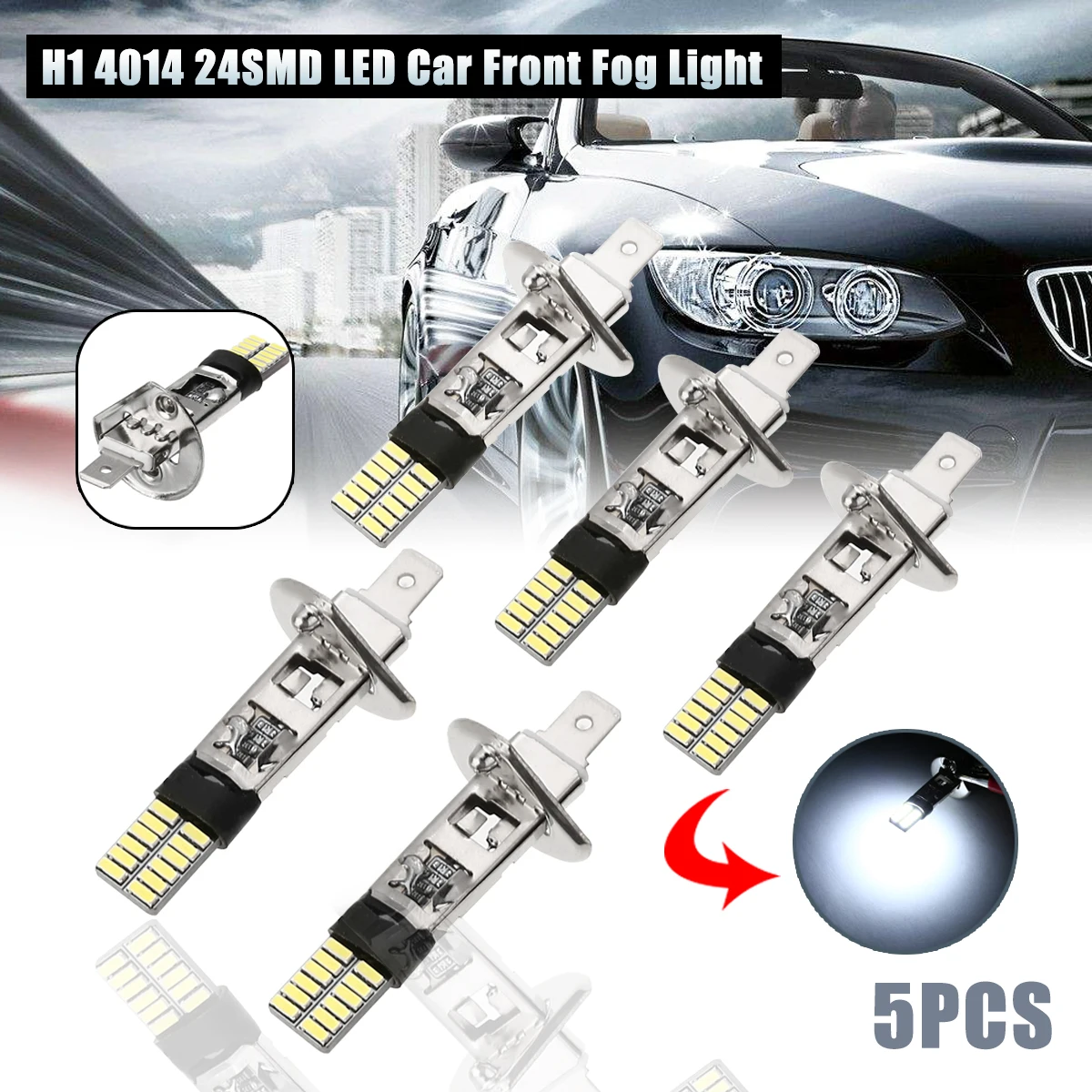 Mayitr 5 шт. Высокая мощность H1 4014 24SMD светодиодный автомобильный Canbus передний