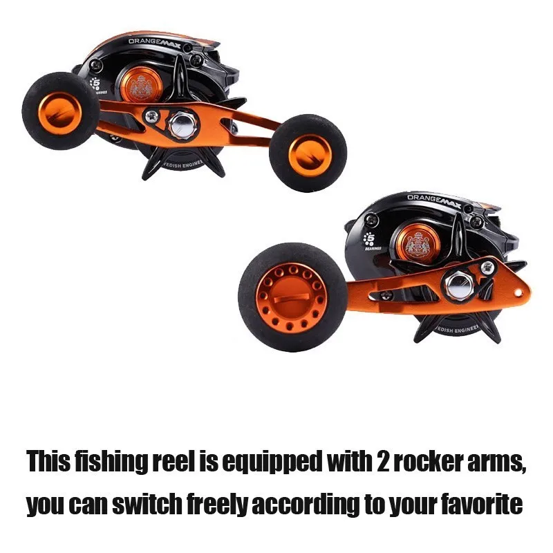 Abu Garcia Brand Orange Max OMAX3 Baitcasting Fishing Reel 4+1BB 7.1:1 8kg 209g Lure Fishing 2 rocker arms Fresh&saltwater