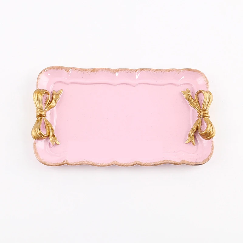 Европейский стиль лук торт лотки для хранения макияж Органайзер десертная тарелка квадратный декоративный поддон кухонные лотки для хранения 12x20 см