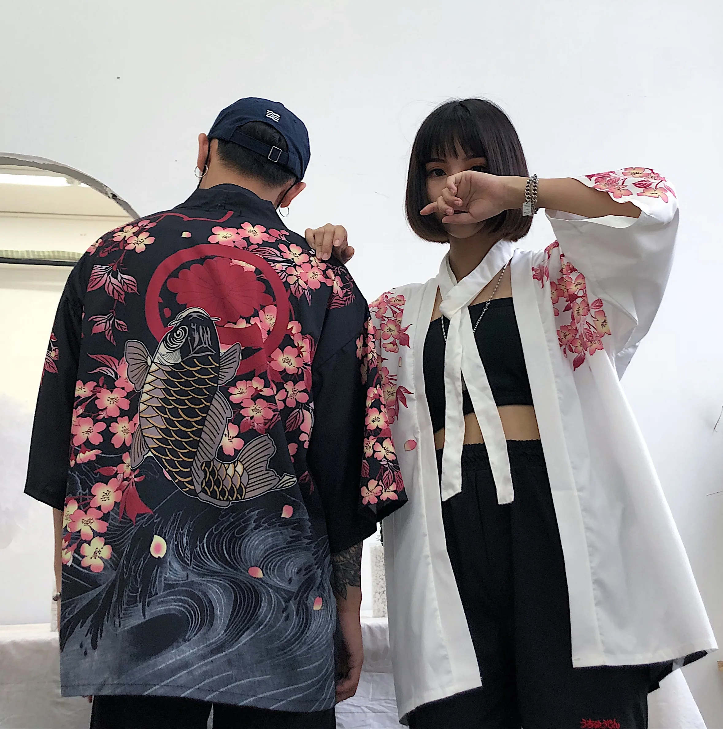 #5438 Summer Harajuku Kimono Blouse Women Man Cardigan Japanese Style Cartoon Printed Vintage Loose Blusa Feminina Streetwear #5438 Summer Harajuku Kimono Blouse Women Man Cardigan Japanese Style Cartoon Printed Vintage Loose Blusa Feminina Streetwear