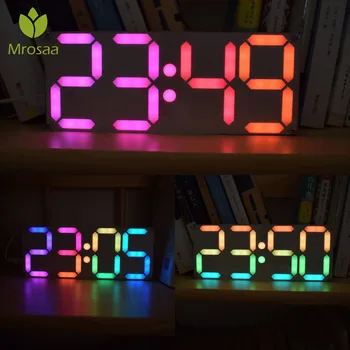 

High quality Large Size Rainbow Color Digital Tube DS3231 Alarm Clock DIY Kit Time Date Table Desktop Clocks LED Display