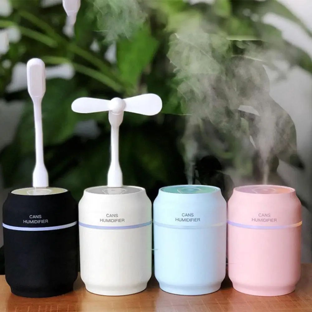 

200ml 3-in-1 Can Humidifier USB Car Home LED Light Fan Mini Desk Mist Diffuser