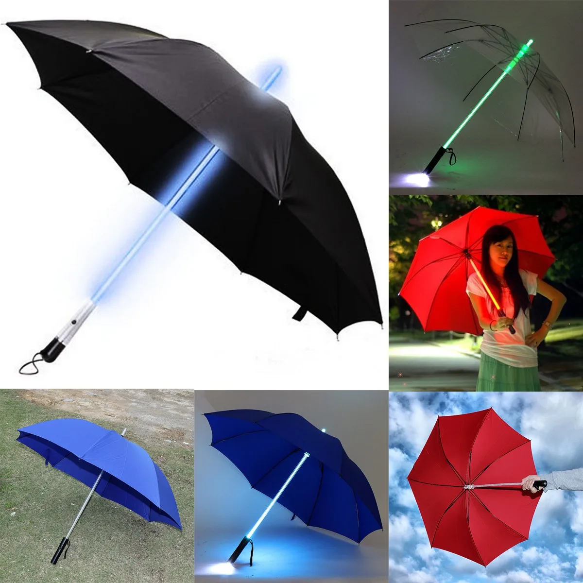 

LED Light Rain Sun Umbrella With Torch Lightsaber Star War Blade Runner Style
