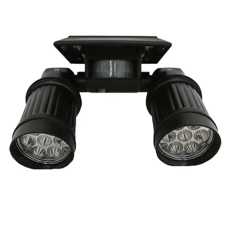 

ABS Solar Dual-head Lamp Outdoor Body Motion Sensor + Light Control Spotlight Super Strong ABS Shell Black