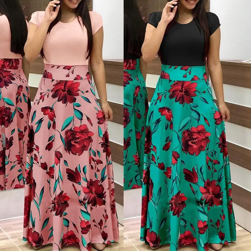 MISS M Boho Женское Платье макси с цветочным рисунком летнее пляжное платье модное