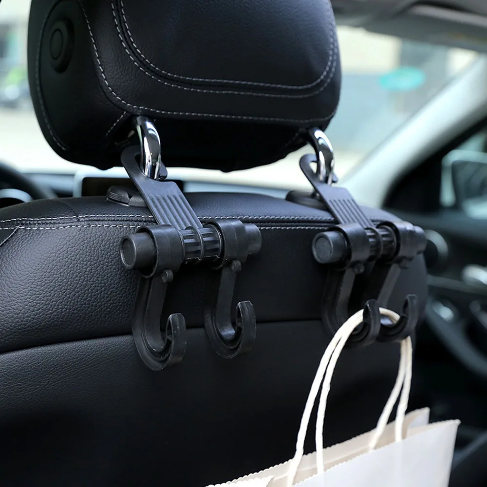 1pc Car Back Seat Headrest Double Hangers Hooks Clips For Bag Cloth