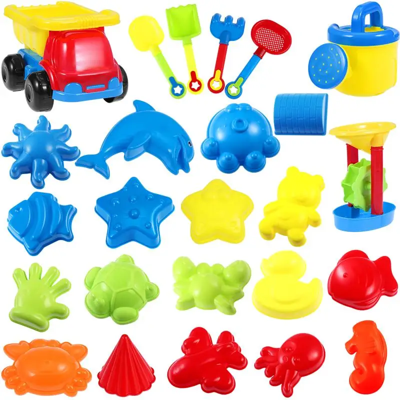26Pcs Multicolor Creative High Quality Non toxic Sand Mold Kits Beach Toy Set for Sandbox