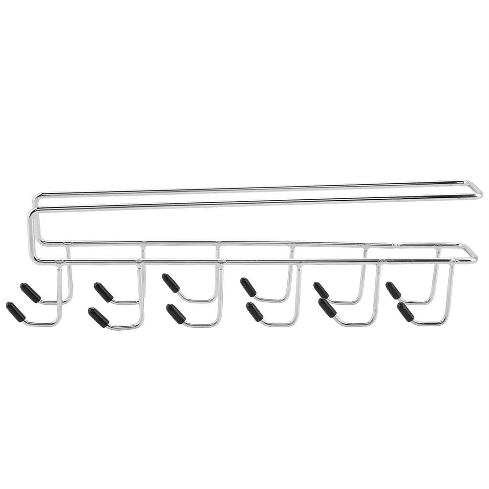 

Stainless Steel Cupboard Hanger Kitchen Tool Clothing Storage Double Row Hooks