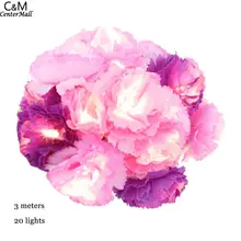 Фиолетовый 3 USB светодиодный 20 светодиодный s AA вечерние гирлянды на батарейках для дома x для улицы 3 м сказочные вечерние гирлянды с цветами для украшения рождества