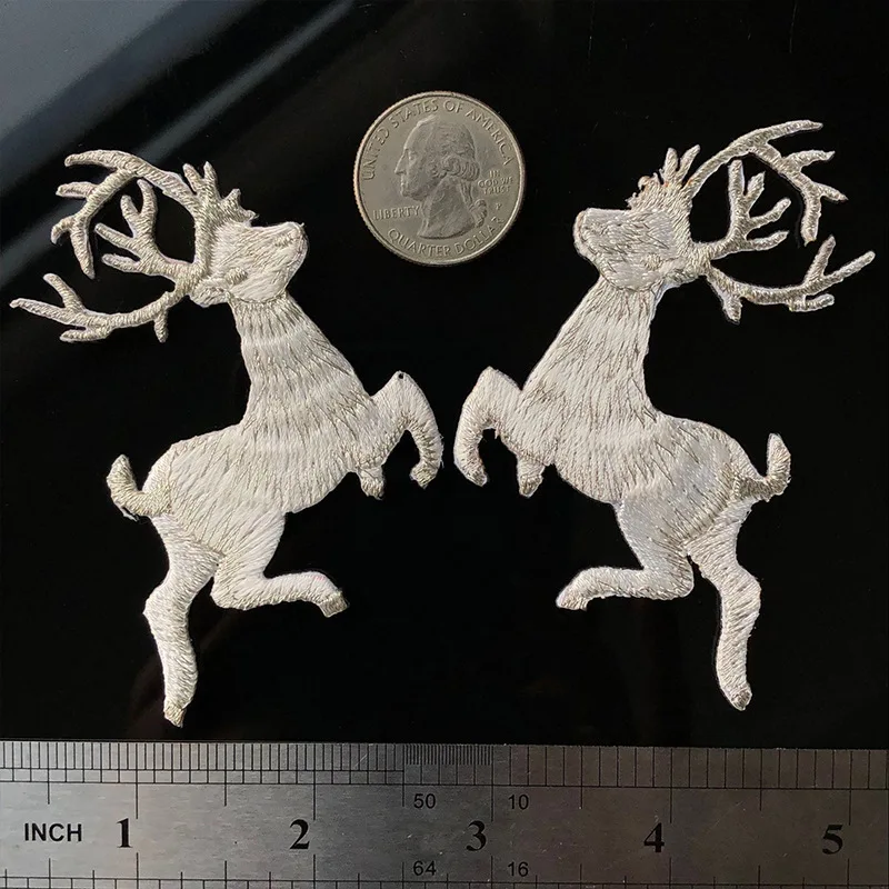 

1PCS Cartoon Christmas Deer Embroidery Appliques Iron On Patches for Clothing Elk Head Stickers Cute Animal Badges Parches