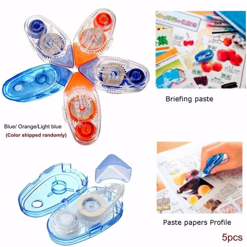 

5pcs Correction Tape Double Sided Adhesive Tape Runner Roller Dispenser Scrapbook DIY Cardmaking Scrapbooking Stationery Office