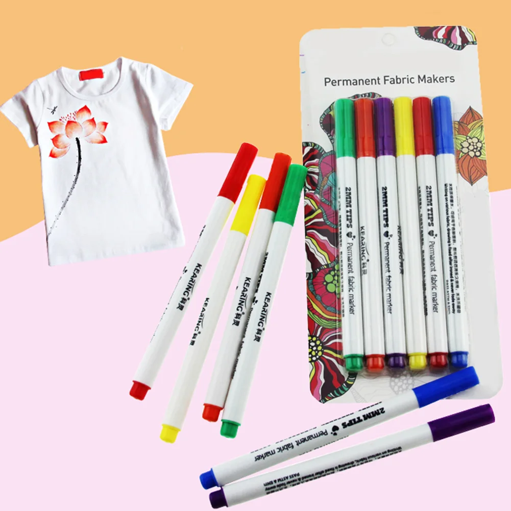 

6pcs Textile T-shirt Art Ink Marker Pen Painting DIY Cloth Pigment Liner Design