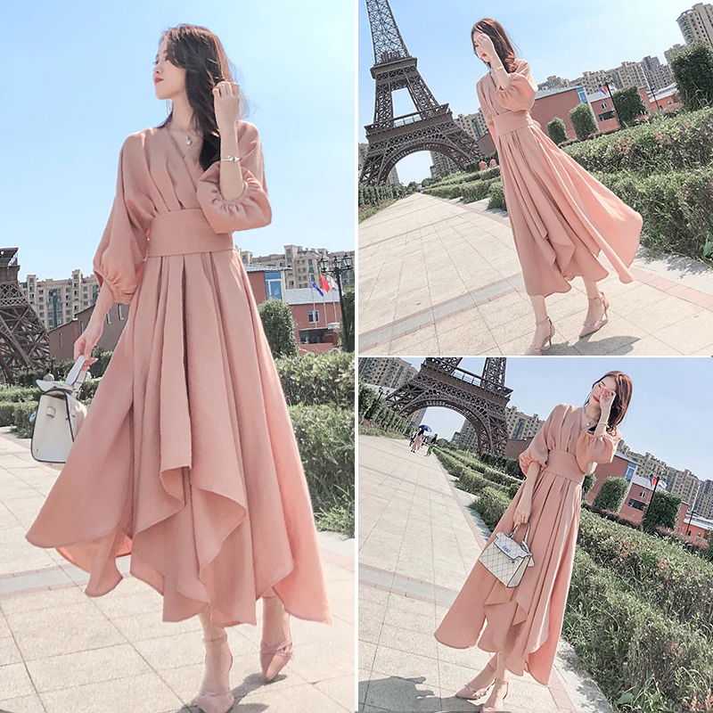 

Spring the new French small dress very fairy woman skirt pink dress popular female in the spring and autumn