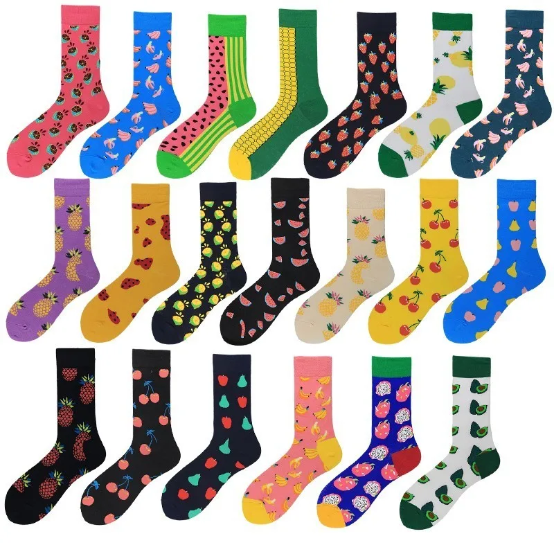 PEONFLY забавные Chaussette Homme сладких фруктов ананас черешня Для мужчин носки Harajuku в