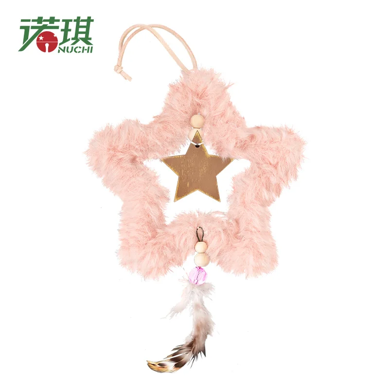 

NUCHI New Pink Fluff Heart Christmas Tree Cute Plush Christmas Decoration Pendant Creative Tree Ornaments Christmas Decoration