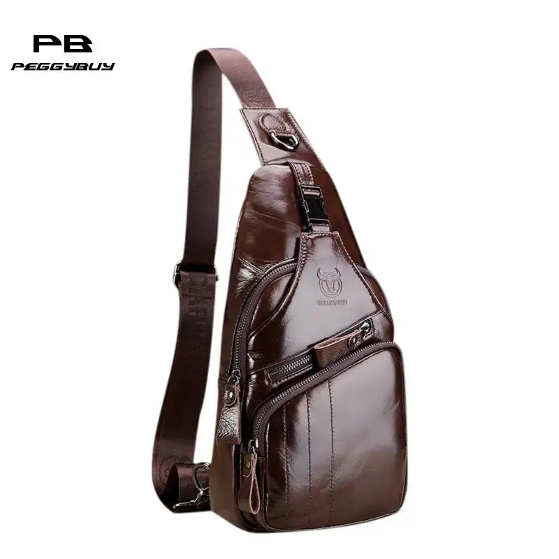 

BULLCAPTAIN High Quality Men Genuine Leather waist bag Cowhide Chest Pack sac banane homme fanny pack man heuptas bolsos mujer