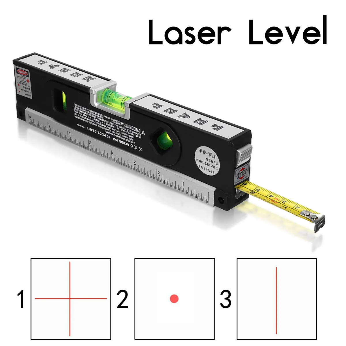 

Level Laser 3 Line Modes Aluminium Alloy Measuring Tape Spirit Horizontal Vertical Line Rule Standard Metric Rulers Horizontal