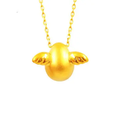 

New Pure 24K Yellow Gold Pendant Lovely Angel-Egg Pendant Foot gold 999 Best Gift