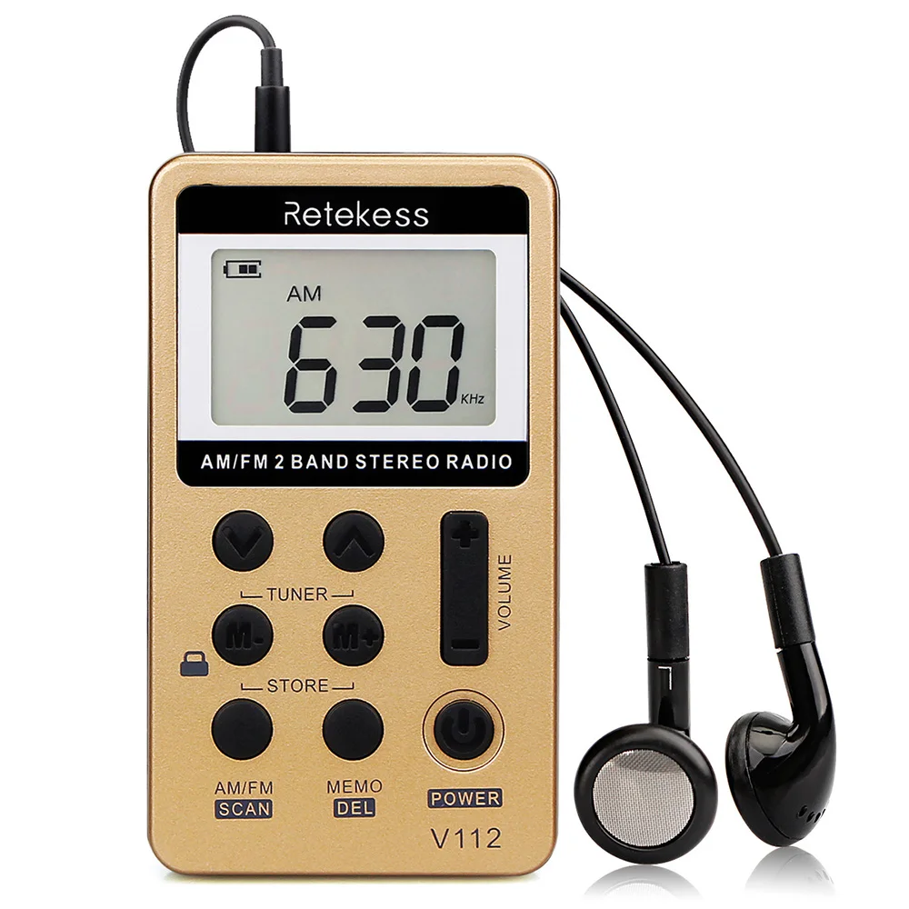TIVDIO V 112 Портативный AM/ FM стерео радио Карманный ЖК дисплей экран 2 полосный