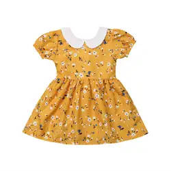 Lovely милое платье для маленьких девочек; платье принцессы для девочек с воротником «Питер Пэн»; праздничные нарядные платья с цветочным