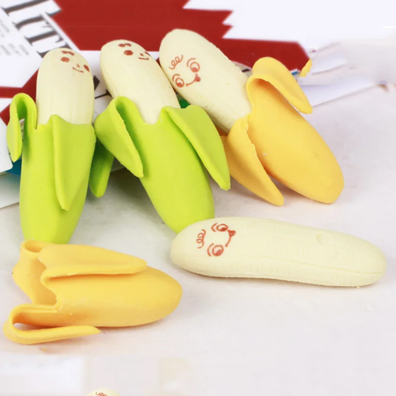 2 шт. Прекрасный милый банан фрукты стиль резиновый ластик для карандаша студентов канцелярские принадлежности Школьные принадлежности материал Эсколар Ластики для детей