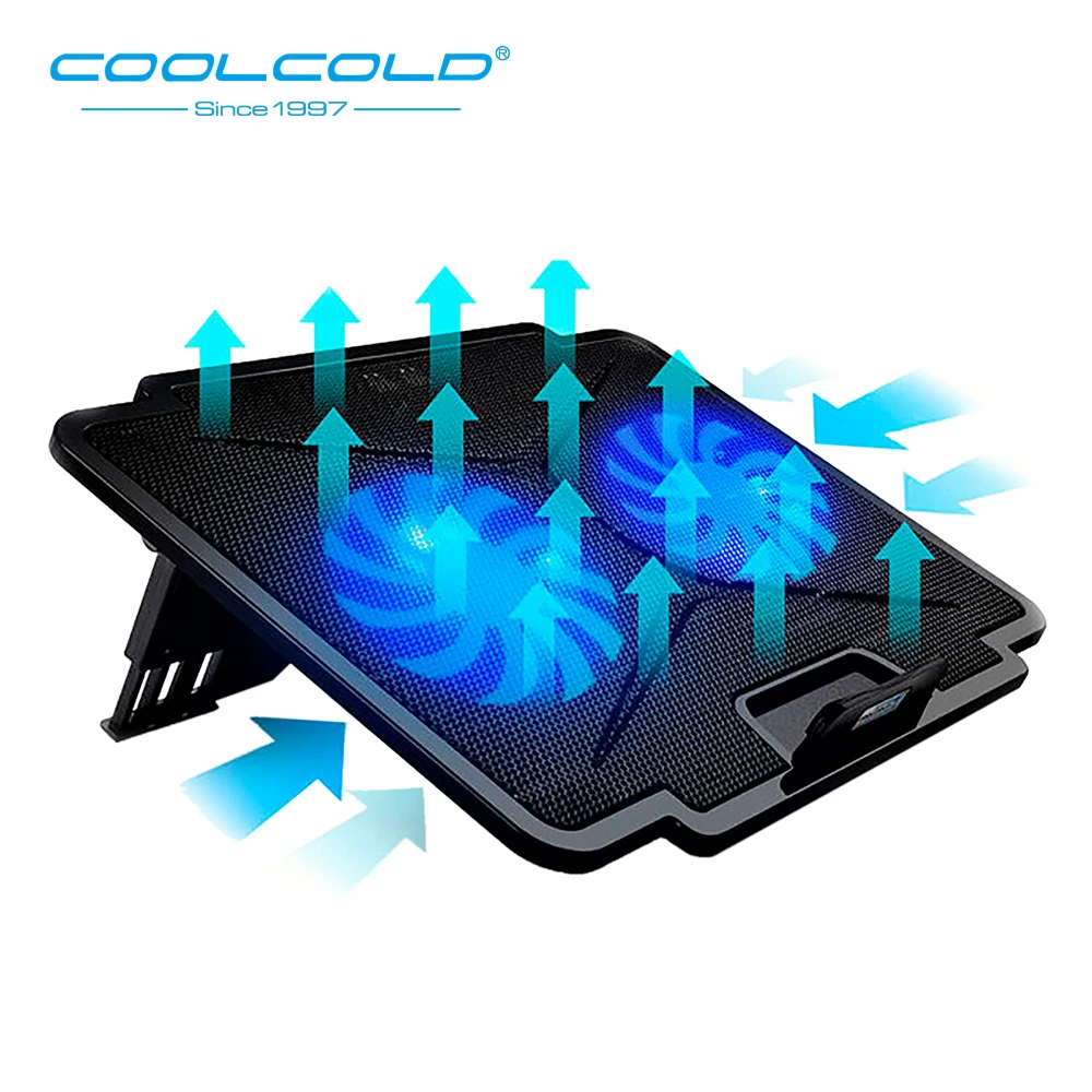 COOLCOLD 2 USB охлаждающая подставка для ноутбука с пятью регулируемыми углами охлаждающий вентилятор USB подставка с Led светильник для ноутбука 12-15,6''