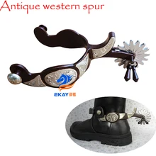 Античная шпора из вестерна, с GS ручной гравировкой планки, шпатель jingle bobs. Ковбой spur(SSP5112