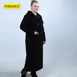 Formiko Новинка 2019 ветровка весна-осень 4XL. Женское повседневное пальто дафлкот с капюшоном и с длинным рукавом. Стильный полушерстяной