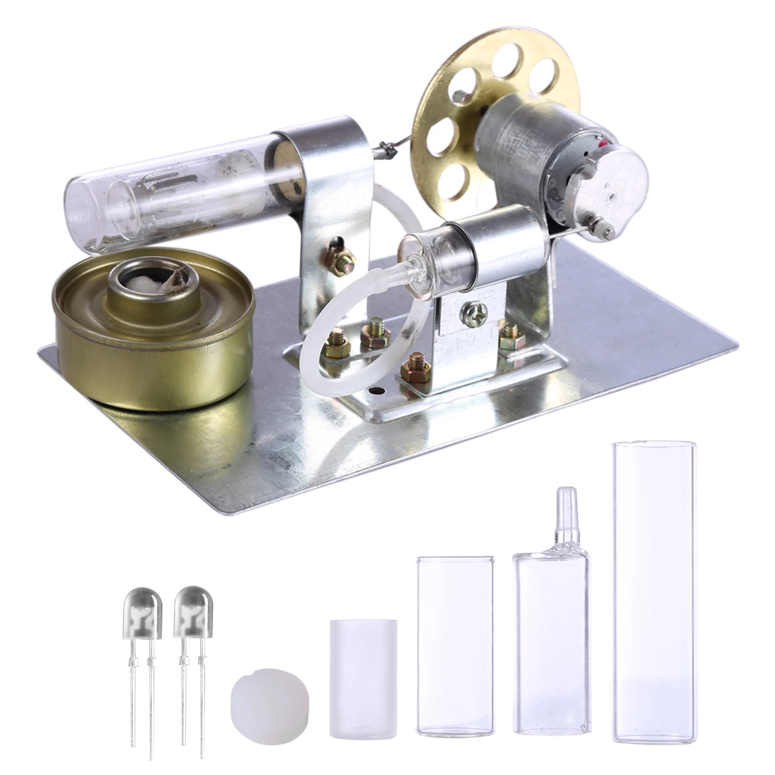 

Stirling Engine Kit Educational Model Toys with Electric Generator for Children Learning Science Steam Stem Model Set- Grey