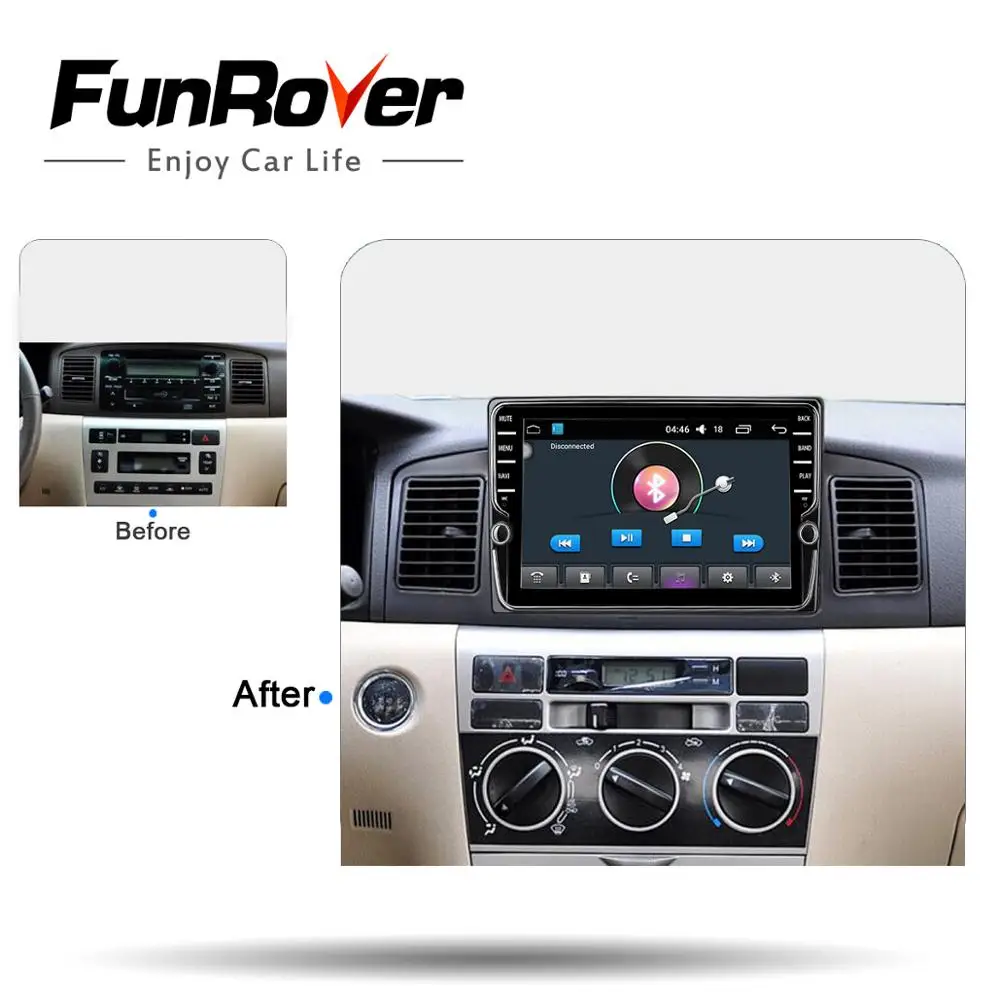 Clearance FUNROVER IPS Screen Android 8.0 car multimedia player dvd GPS auto Radio for toyota Corolla E120 e 120 BYD F3 WIFI stereo DSP 4G 1