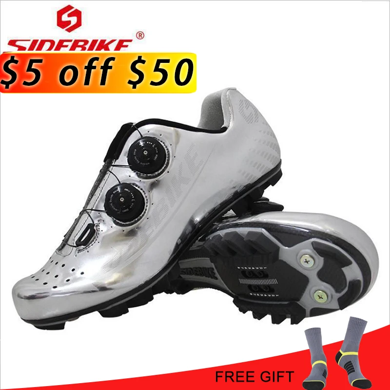 

SIDBIKE MTB Carbon Fiber Type Silver Carbon Fiber Shoes Professional Men Athletics Mountain Bicycle Self-locking Training Shoes