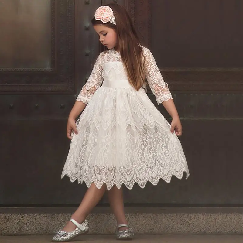 

Summer Spring Girl Lace Dress Long Tulle Teen Girl Party Dress Elegant Children Clothing Kid Dresses Girls Princess Wedding Gown