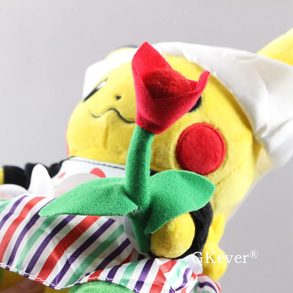 Аниме Пикачу с розой плюшевые мягкая набивная кукла игрушки подарок 24 см