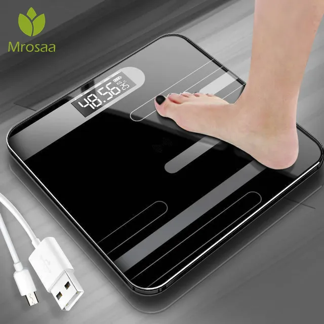 Home USB Charging Bathroom Floor Body Scale Glass Smart Electronic