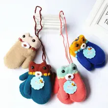 Зимние теплые перчатки, новорожденные, мальчики, девочки, дети, толстые меховые перчатки, шейный пояс, варежки, теплые, Wnter, девочка, мальчик 1-4T