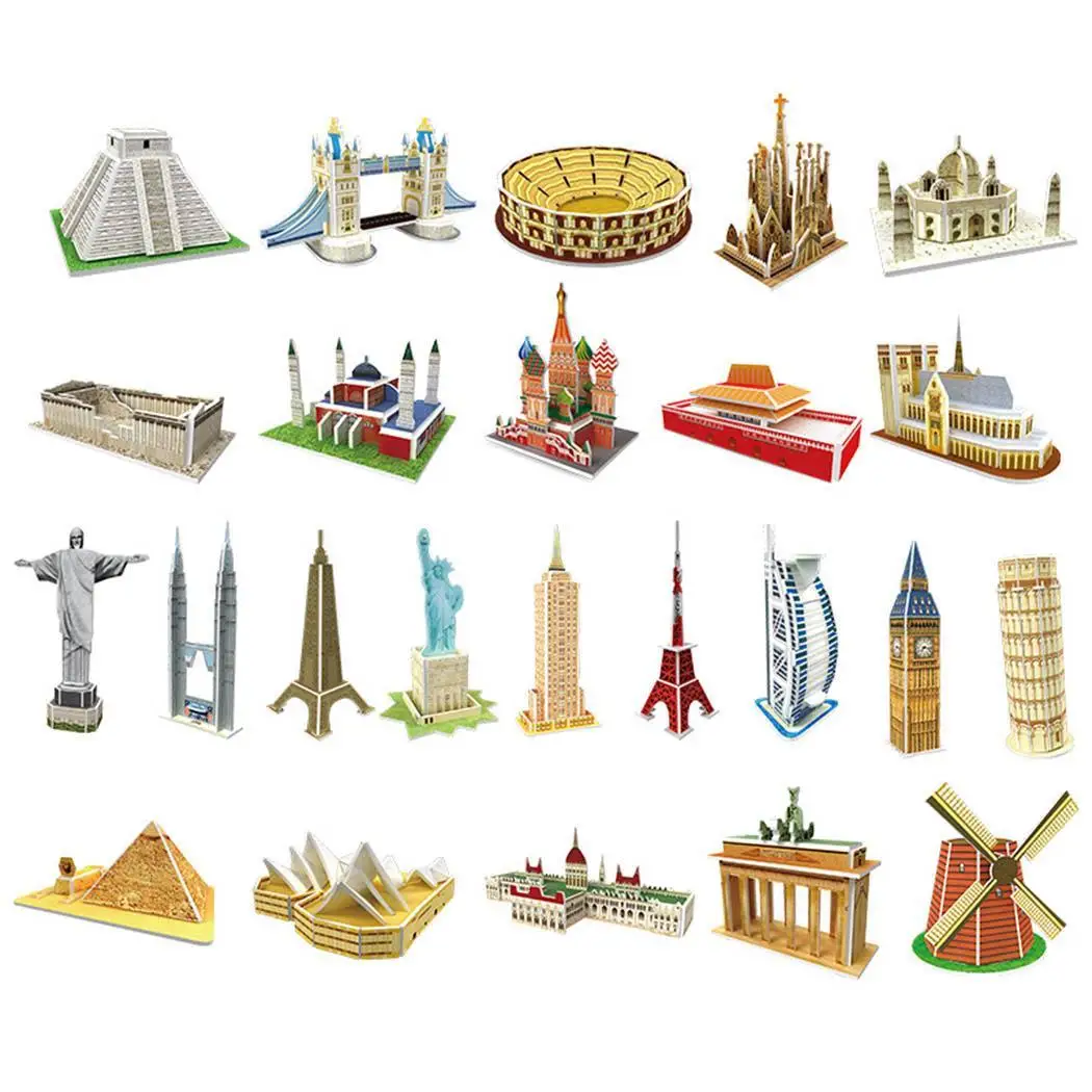 

New Kids Children World Architecture Model Over Years Old As the picture shown 3D Puzzle DIY Kit Toys